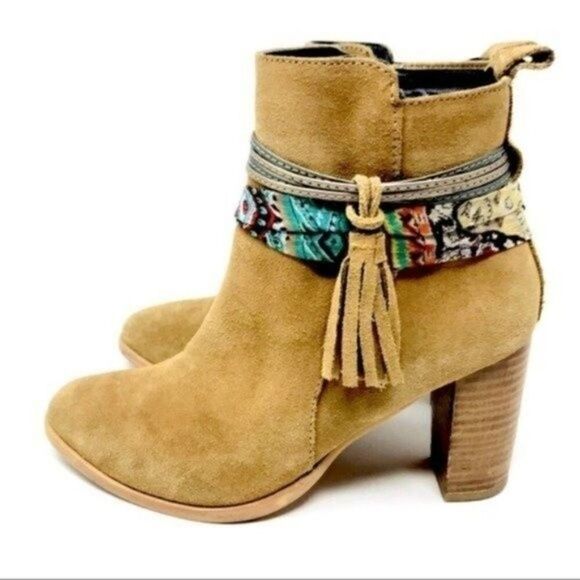 Callisto womans bohemian ankle heeled boots 7 BoxK brown suede leather - Picture 9 of 9